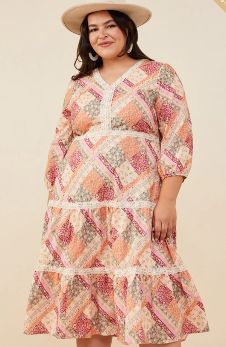 Quilt Lace Tiered Dress