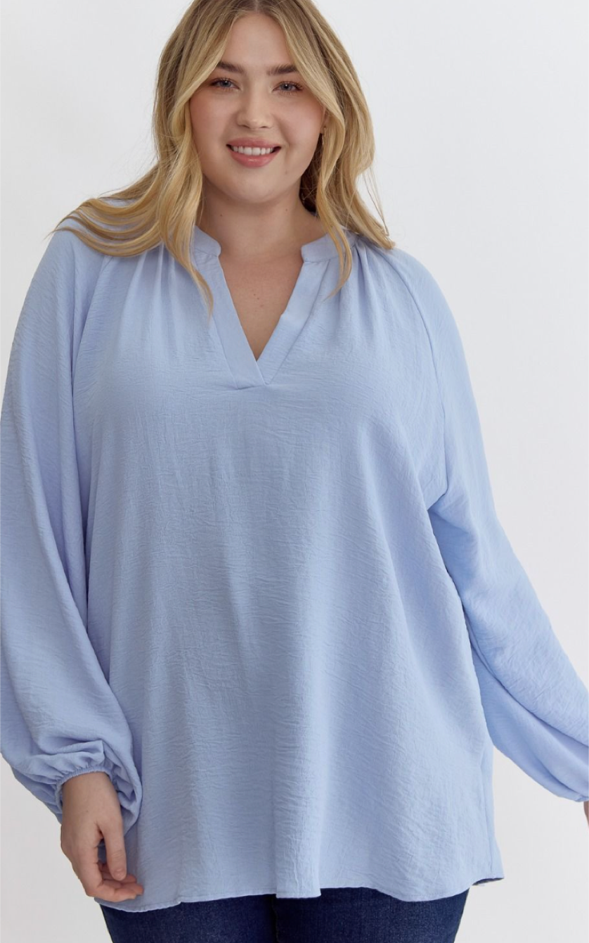 V-neck Long Sleeve Blouse