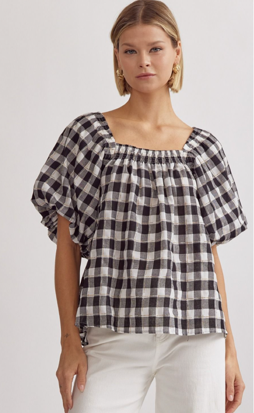 Christy Gingham Woven Blouse