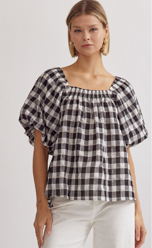 Christy Gingham Woven Blouse