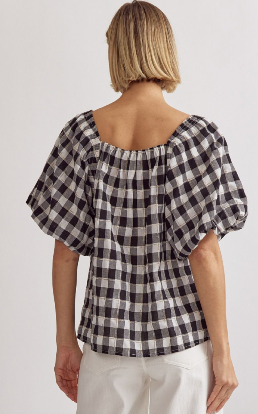 Christy Gingham Woven Blouse