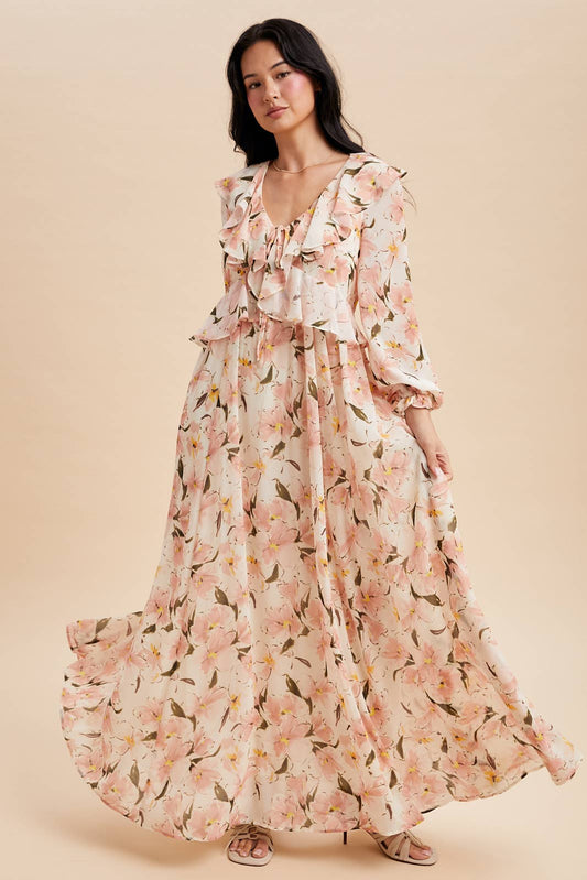 Petal Veil Maxi Dress