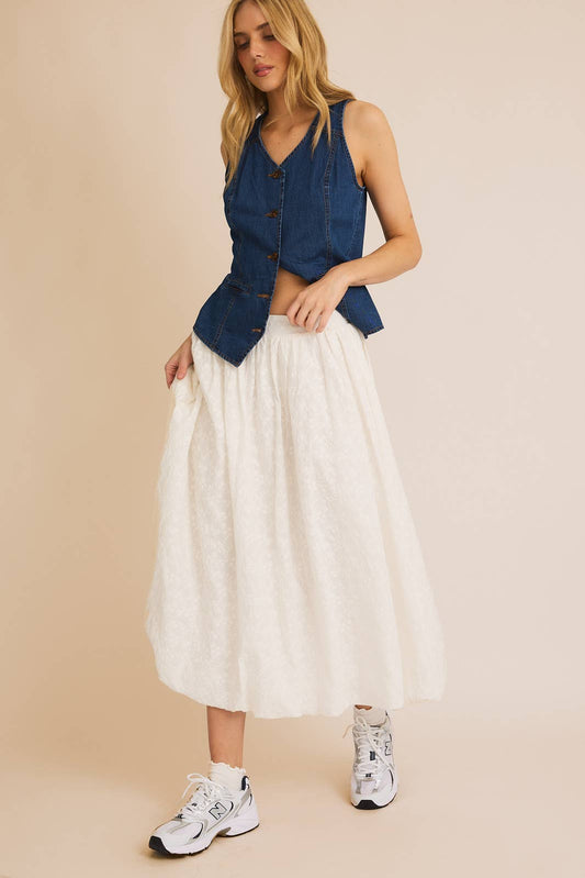 Eyelet Bubble Maxi Skirt