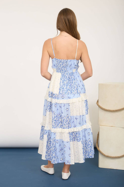 Checkered Blossom Midi