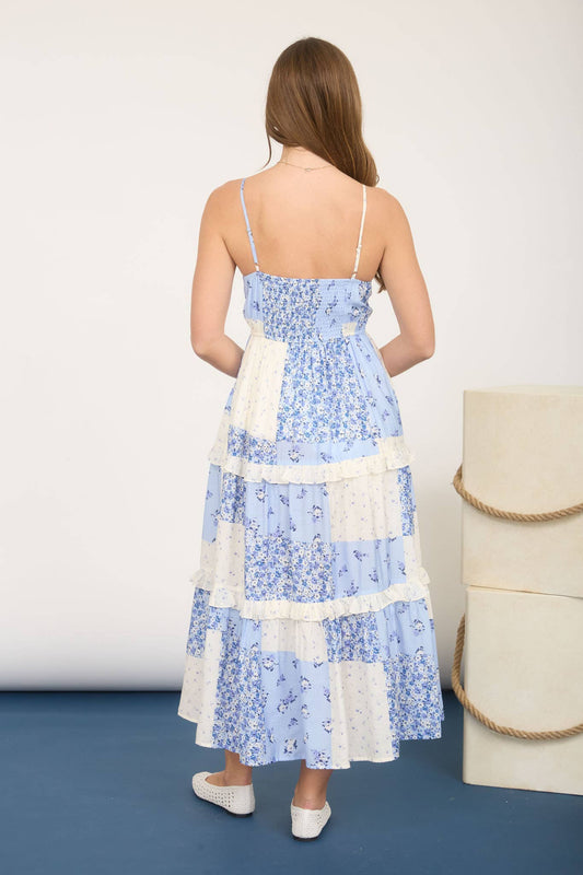 Checkered Blossom Midi