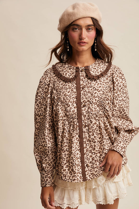 Ruffle Collar Button Blouse