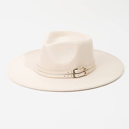 Double Belt Strap Fedora Hat