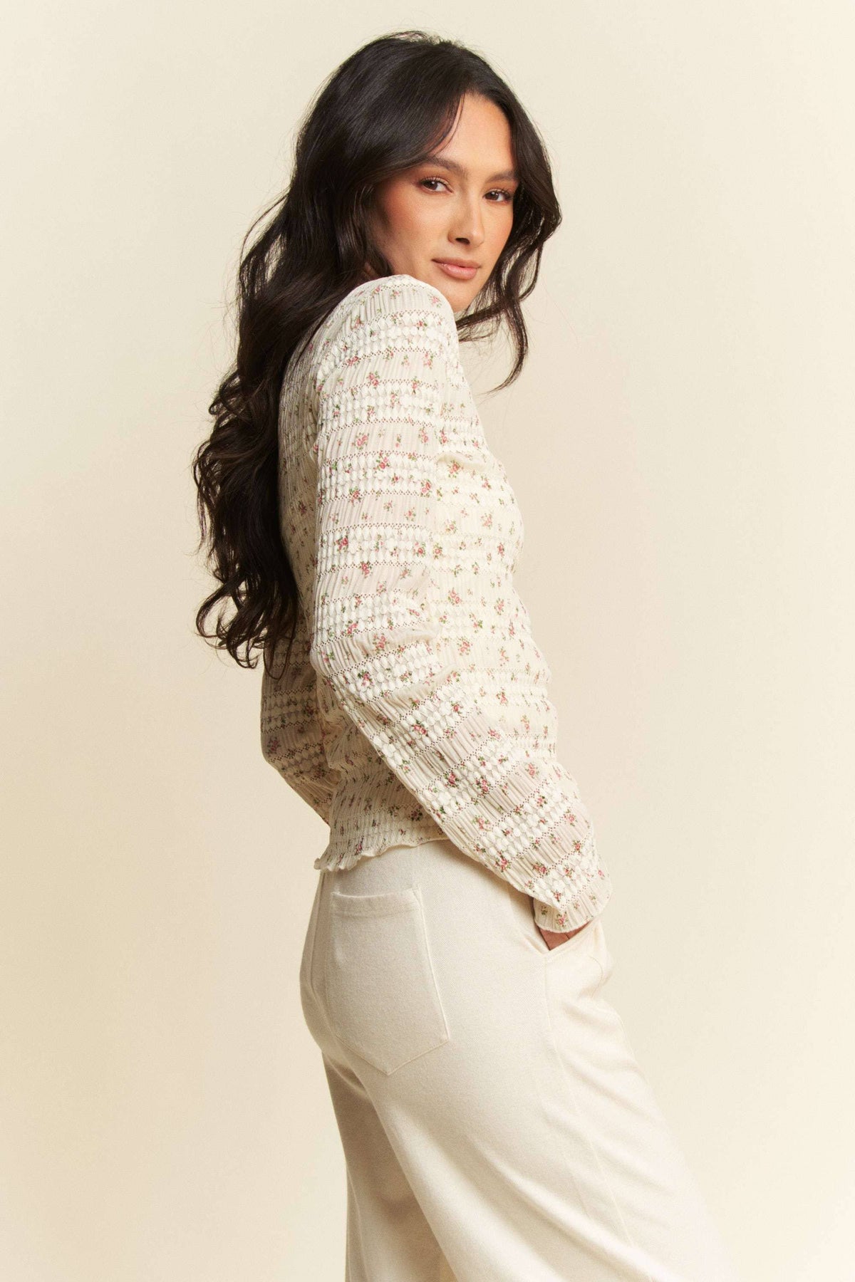Floral Long Sleeve Knit Top