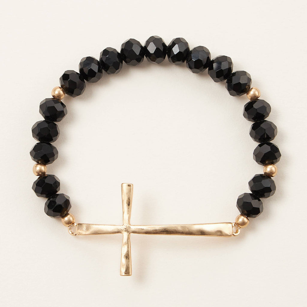 Cross Charm Glass Beaded Bracelet