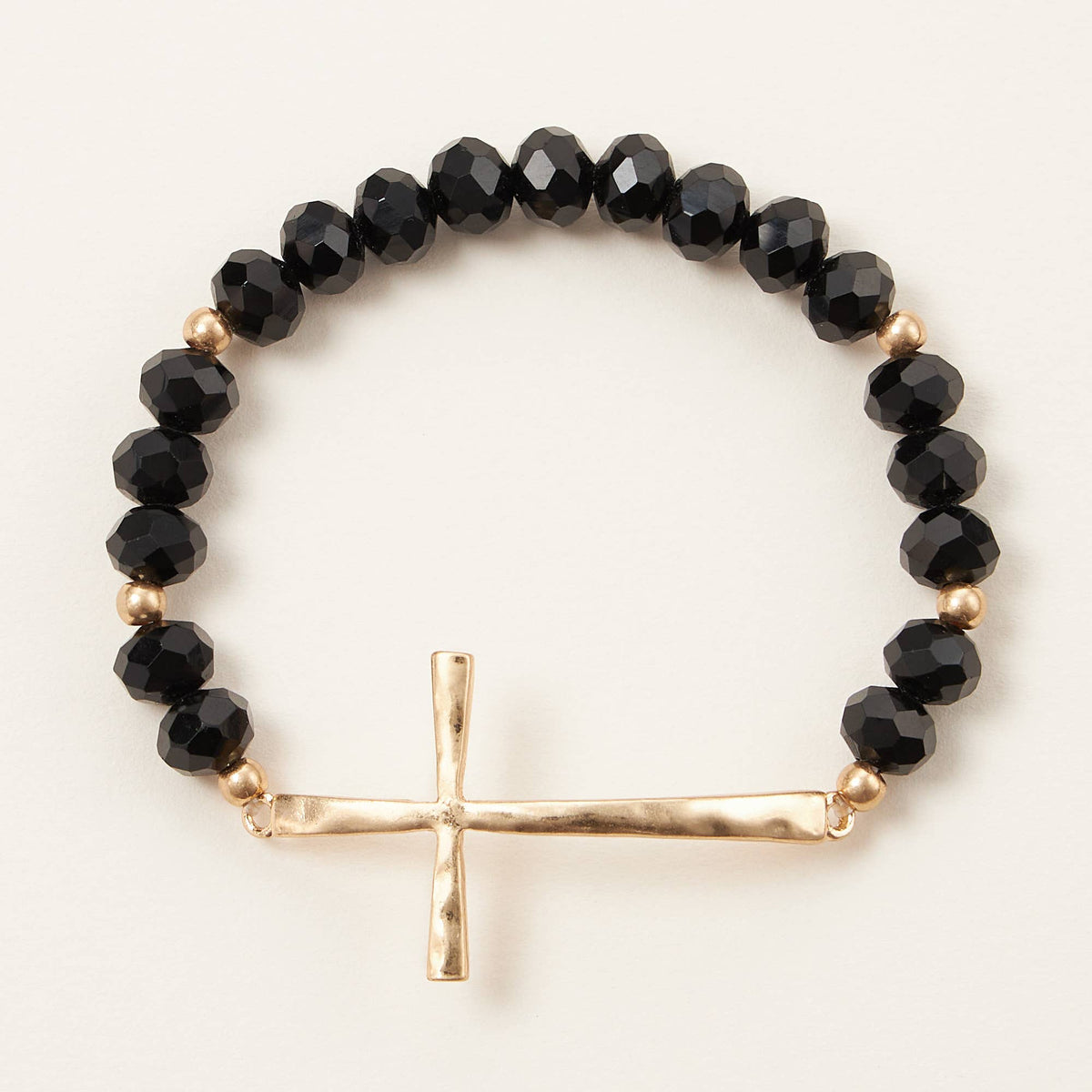 Cross Charm Glass Beaded Bracelet