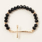 Cross Charm Glass Beaded Bracelet