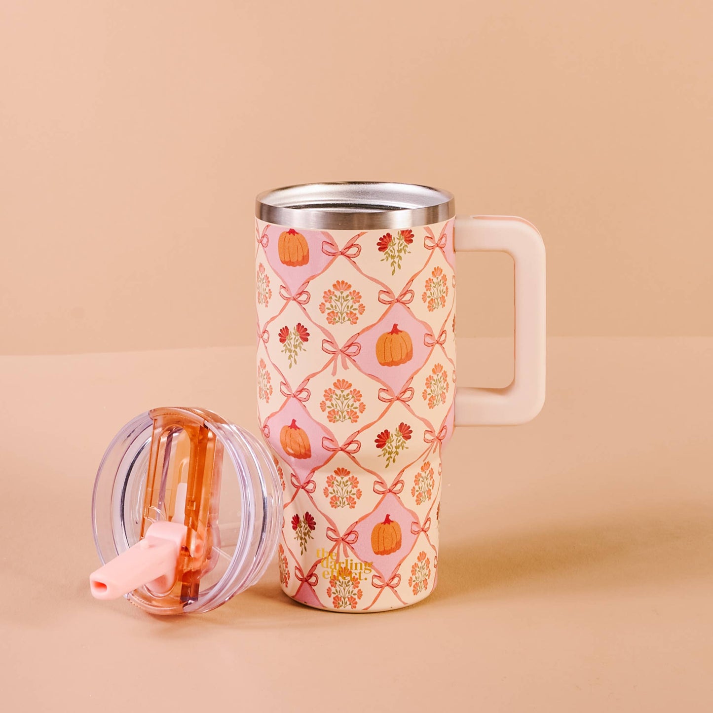 Lifestyle Flip Straw Tumbler-Patchwork Pumpkins