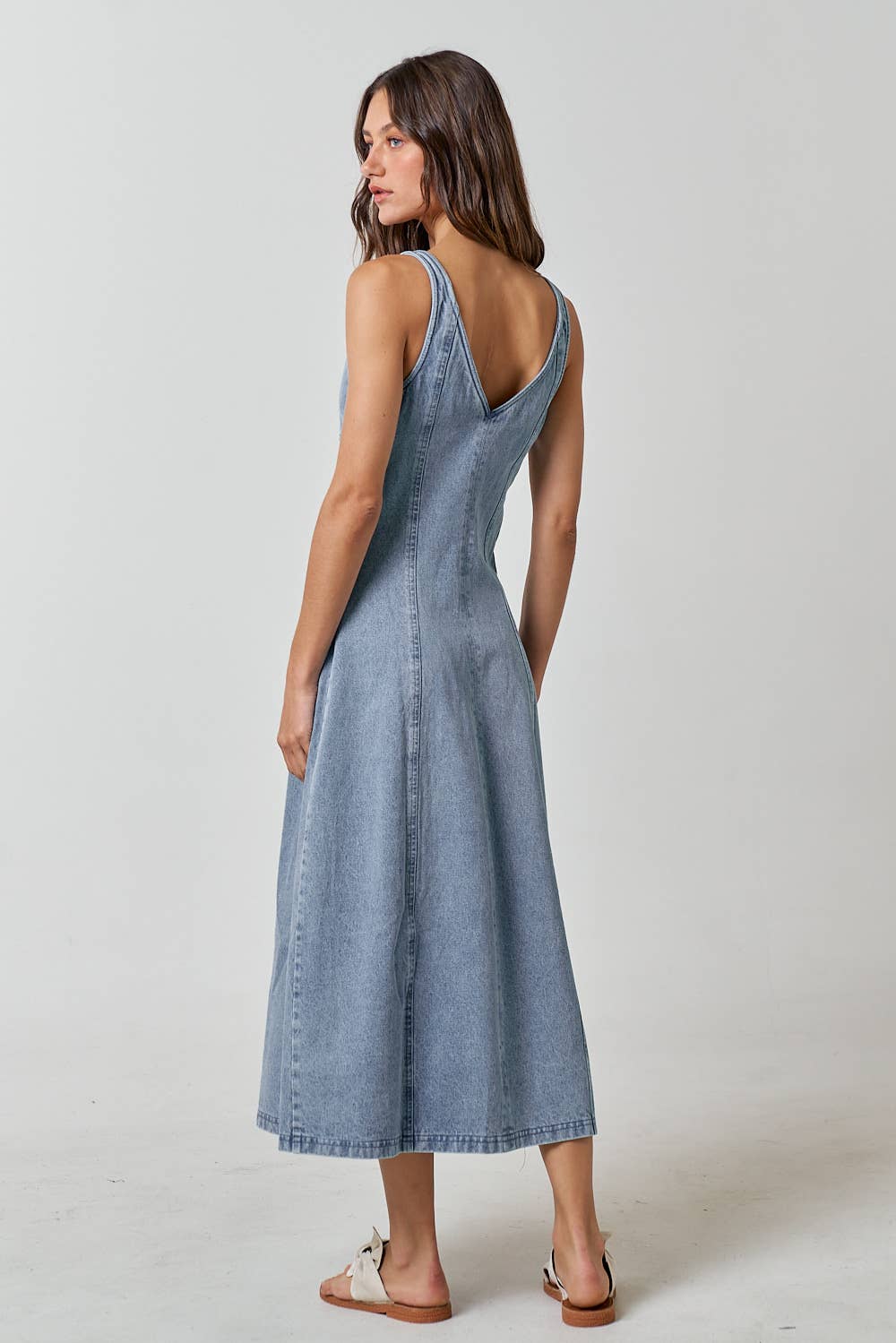 Tara V-Neck Denim Sleeveless Maxi