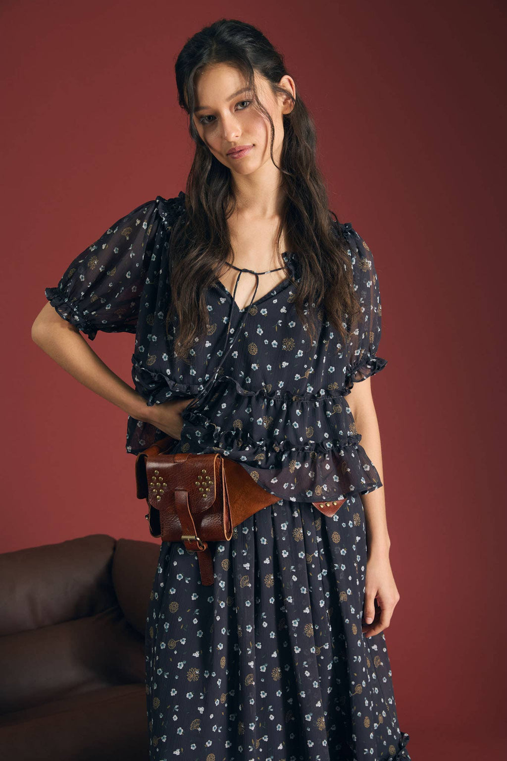 Floral Front Tie Top