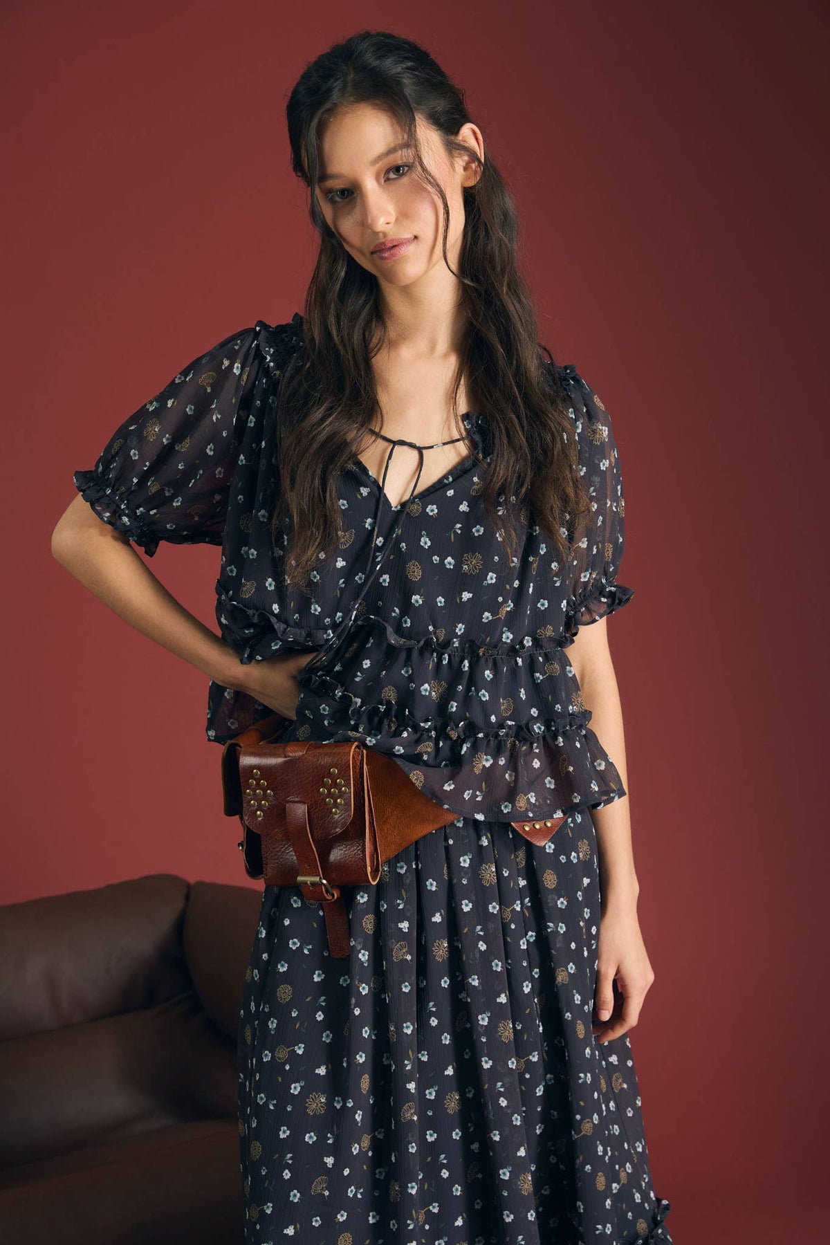 Floral Front Tie Top