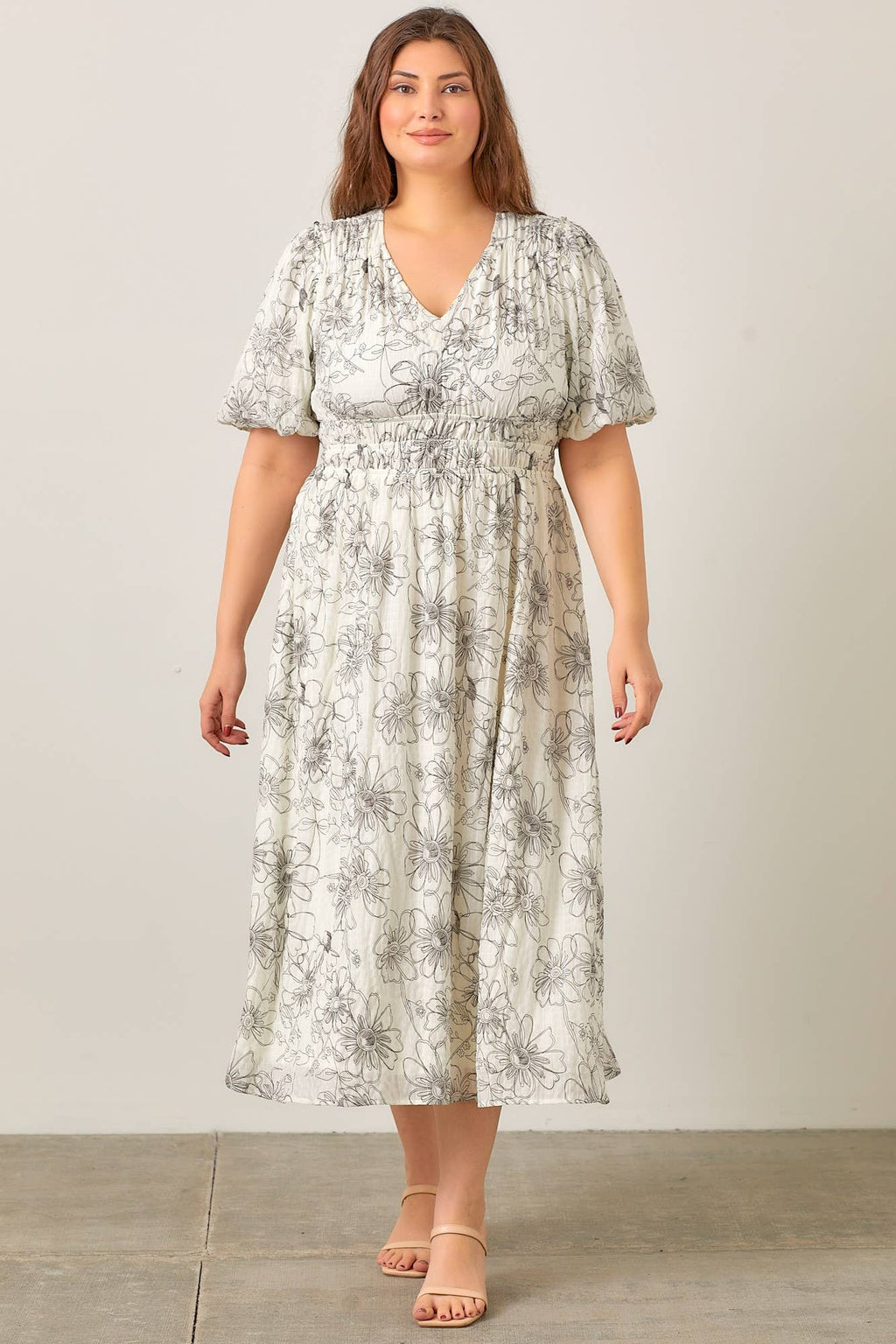 Liv Noir Crinkle Midi Dress
