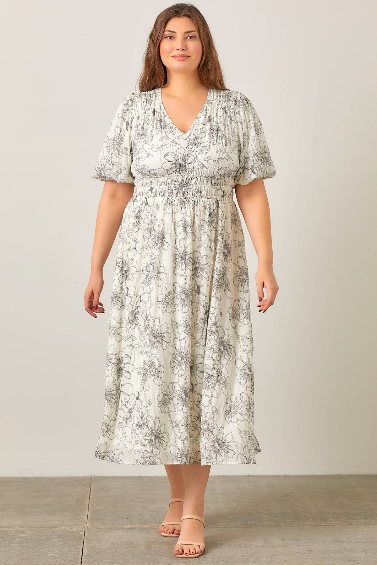 Liv Noir Crinkle Midi Dress