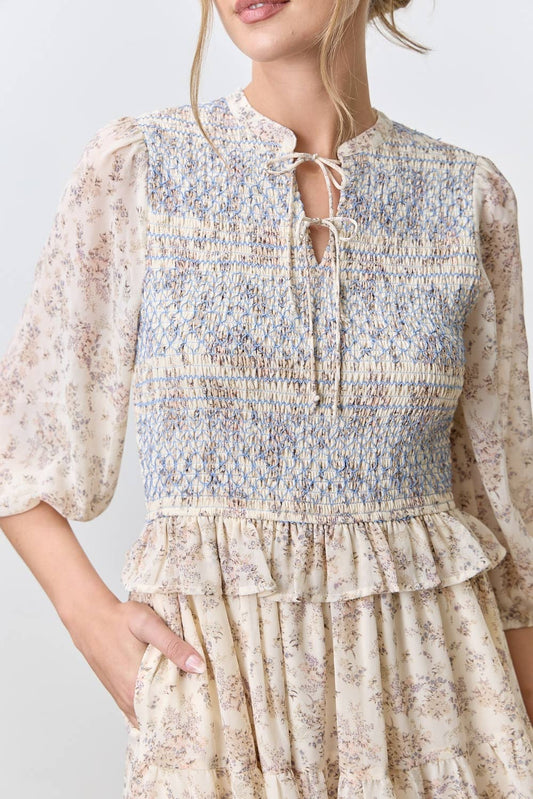 Cream Bloom Maxi Dress