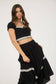 Contrast Lace Trim Midi Skirt