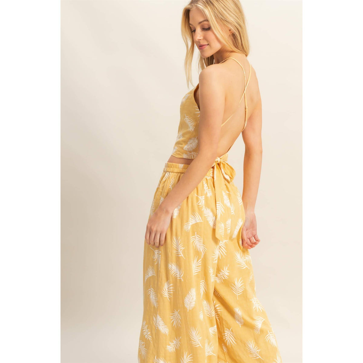 Tropical Leaf Wide-Leg Pant