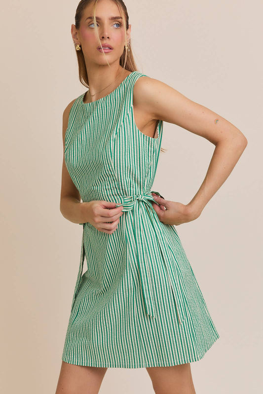 Amy Boat Neck Side Tie Dress
