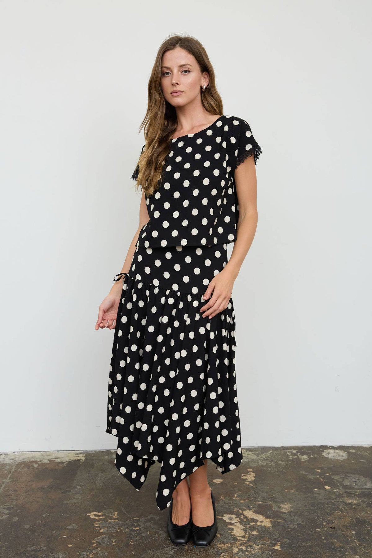 Josephine Polka Dot Short Sleeve Woven Top