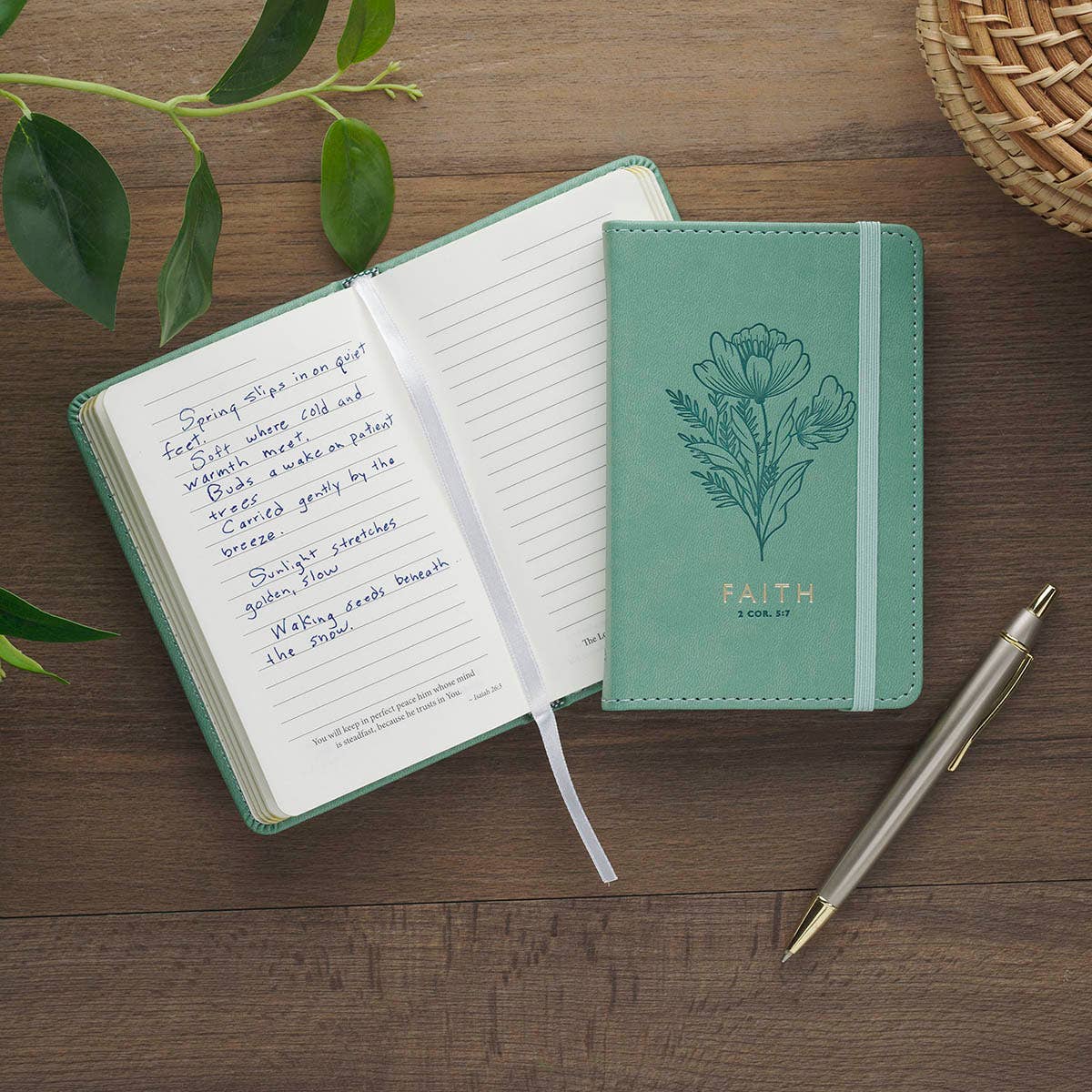Faith Floral Faux Leather Notebook – Small
