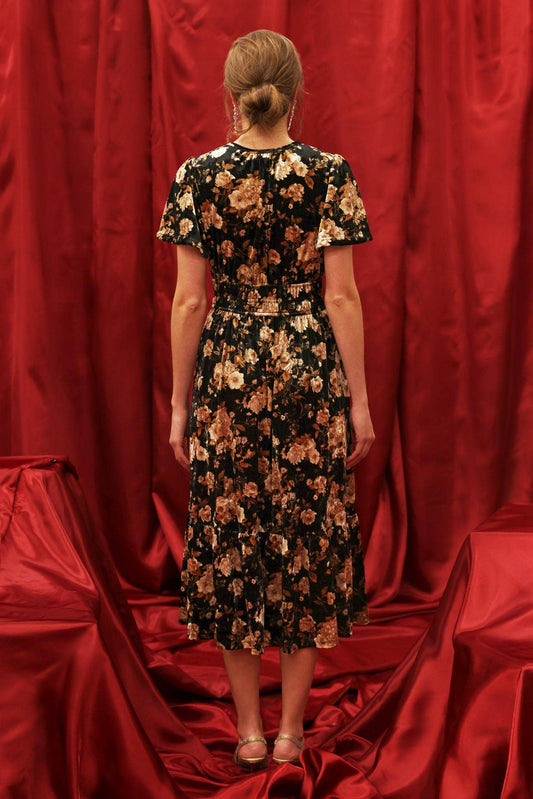 Gloria Floral Velvet Midi Dress