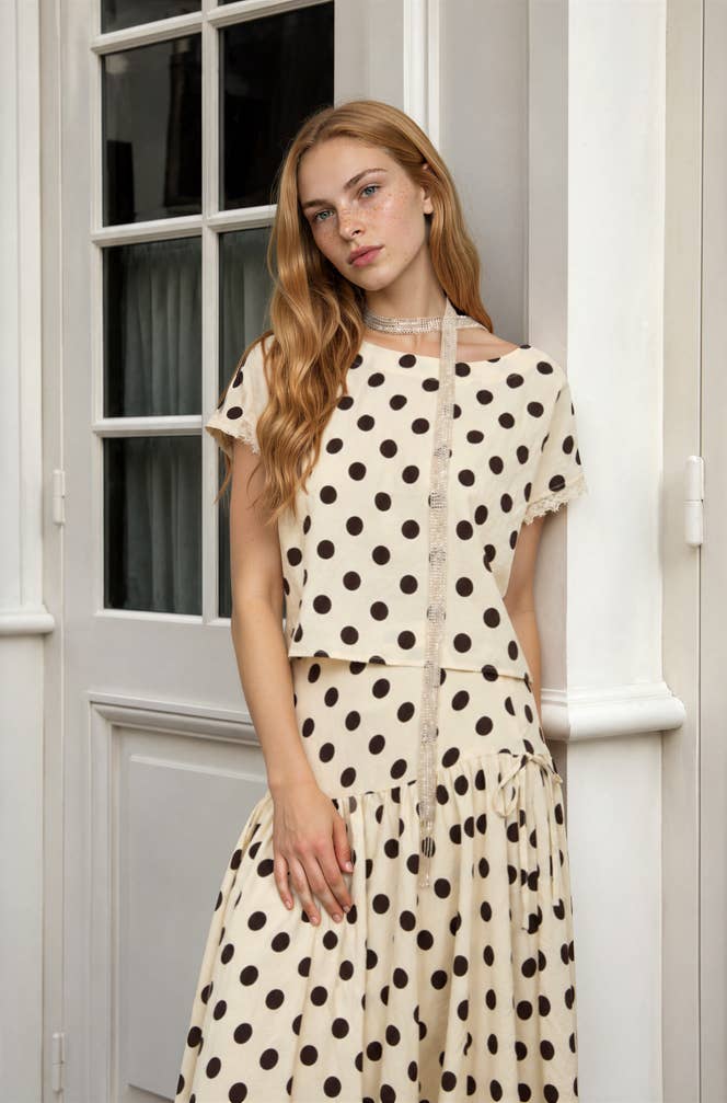 Josephine Polka Dot Short Sleeve Woven Top