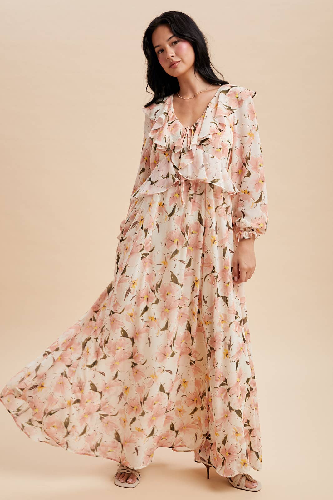 Petal Veil Maxi Dress