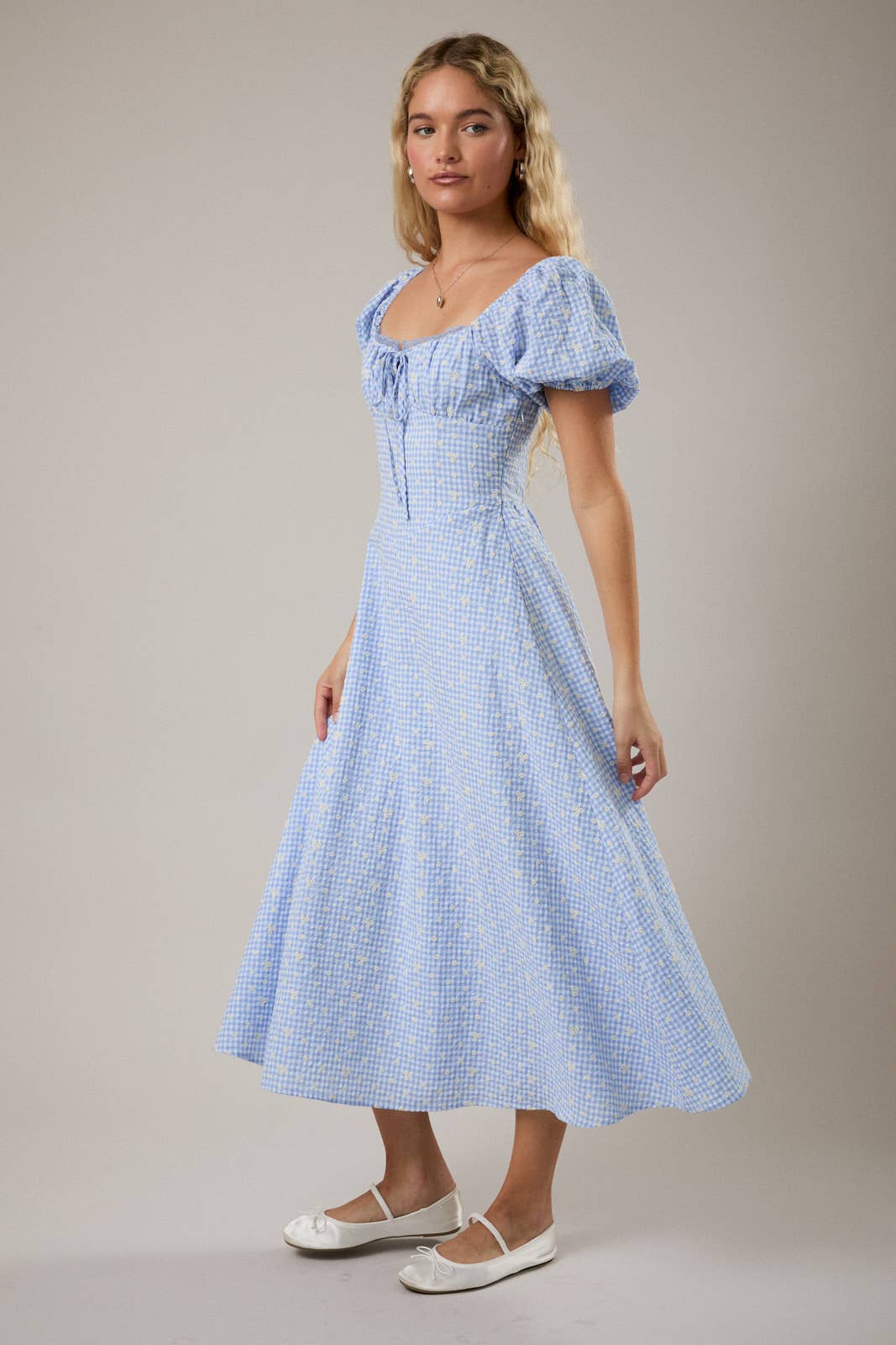 Daisy Gingham Midi Dress