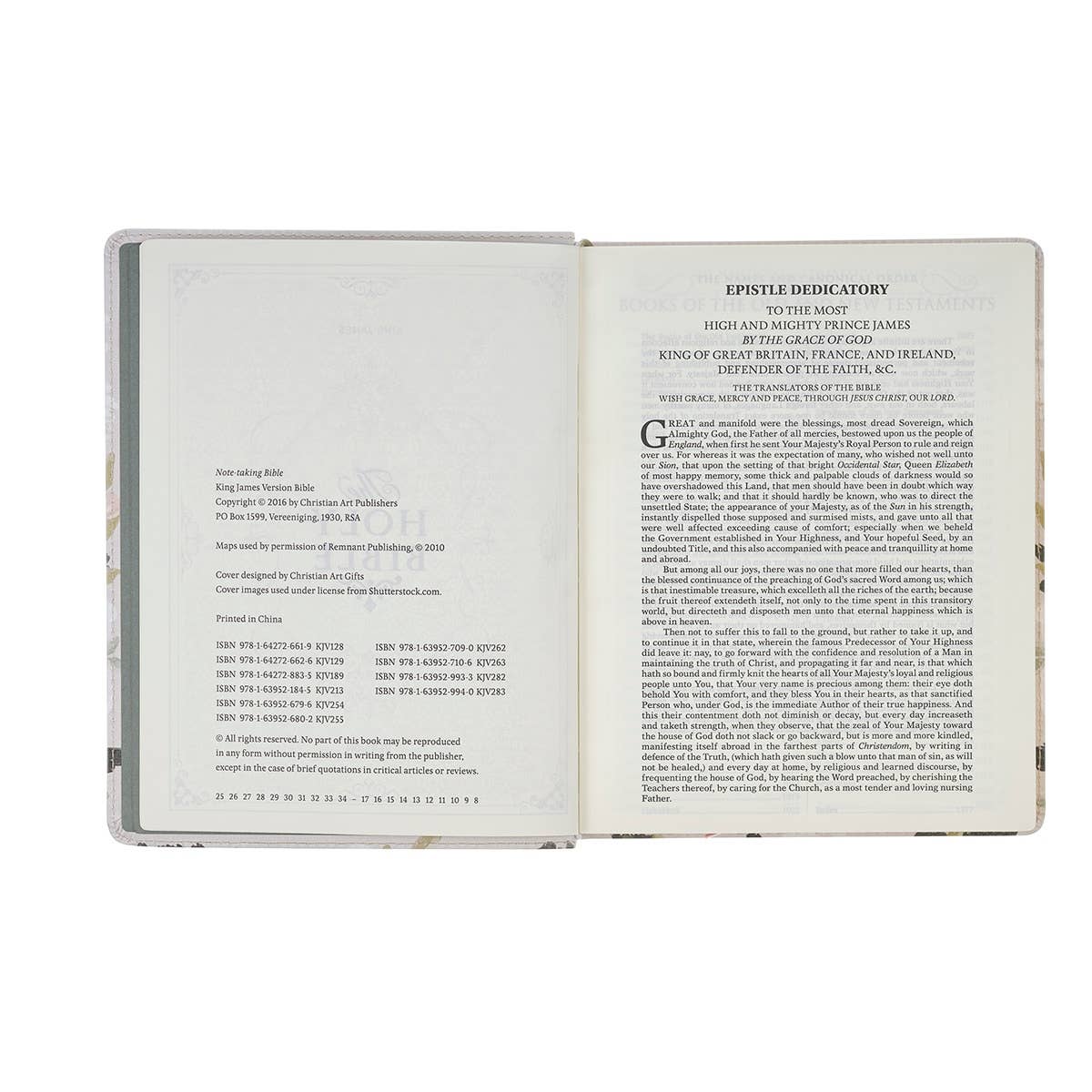 KJV Note-Taking Bible – Floral Faux Leather, Ps 91:4
