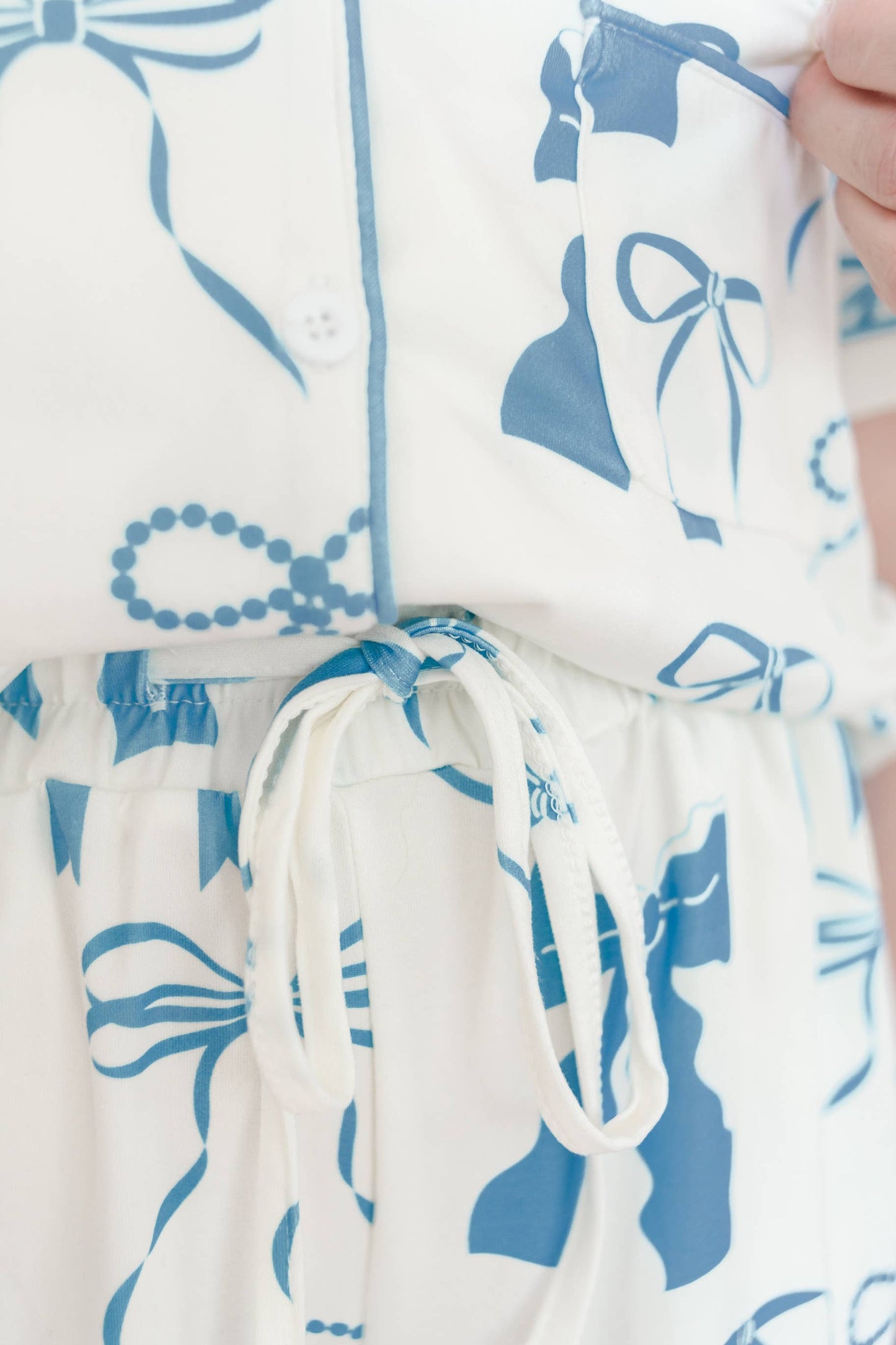 Blue Bow Pajama Set