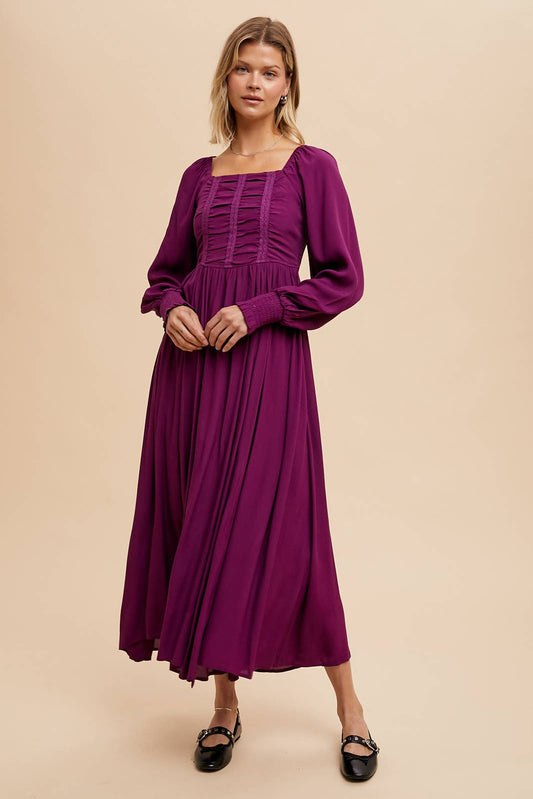 M/L - Zariah Ruched Bodice Maxi Dress