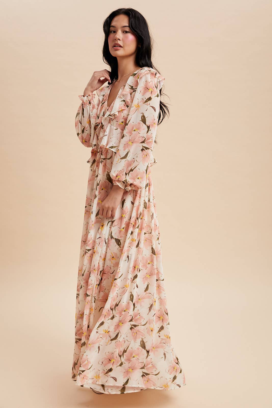 Petal Veil Maxi Dress