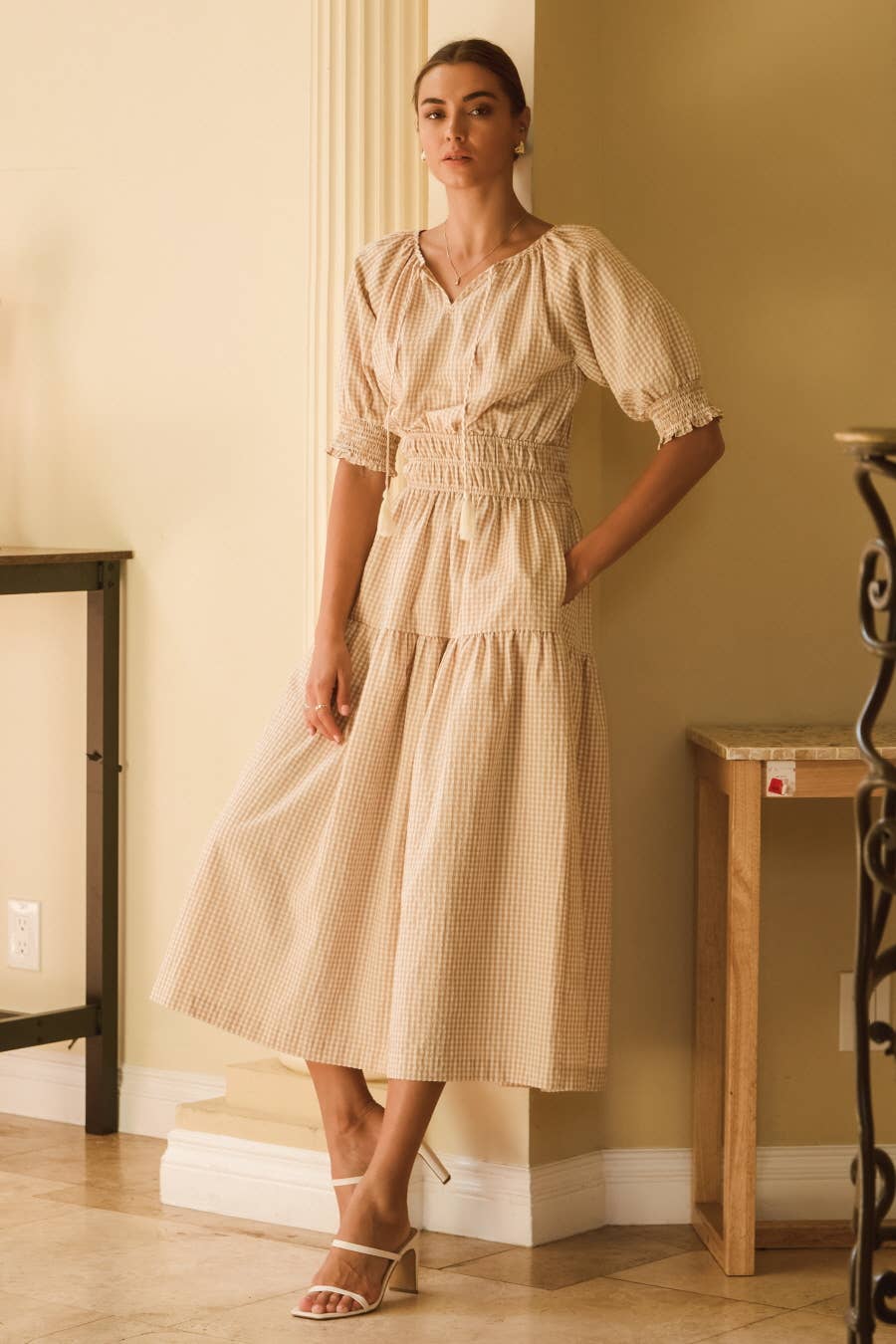 Brigitte Gingham Midi Dress