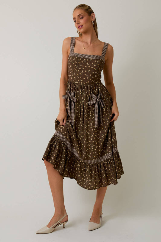 Floral Apron Midi Dress