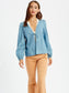 Chambray Puff Shoulder Top