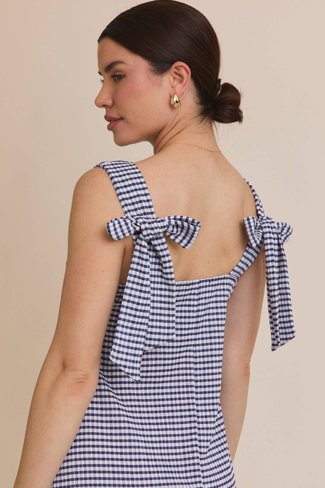 Lyla Gingham Tie-Strap Dress