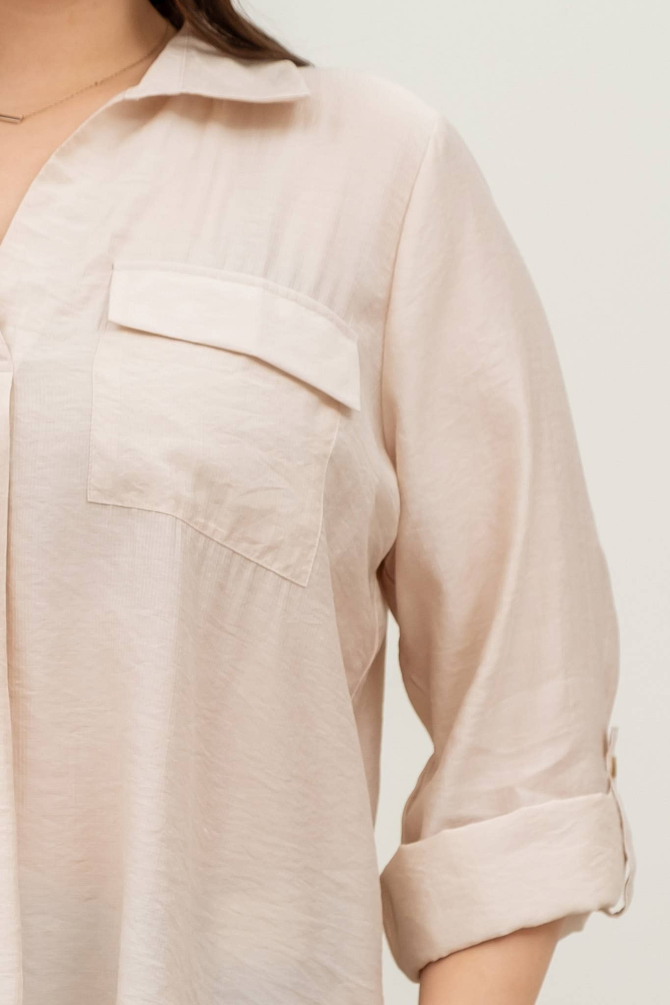 Collared 3/4 Tab Sleeve Top