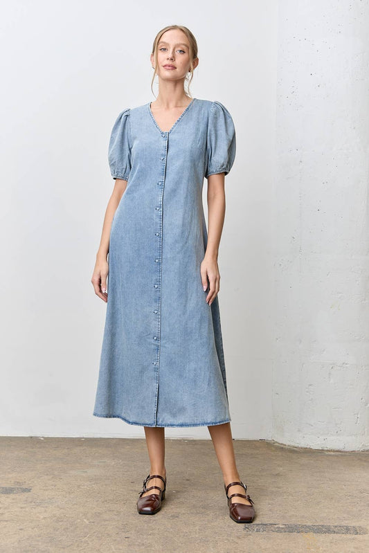 Emma Denim Button-Down Midi Dress