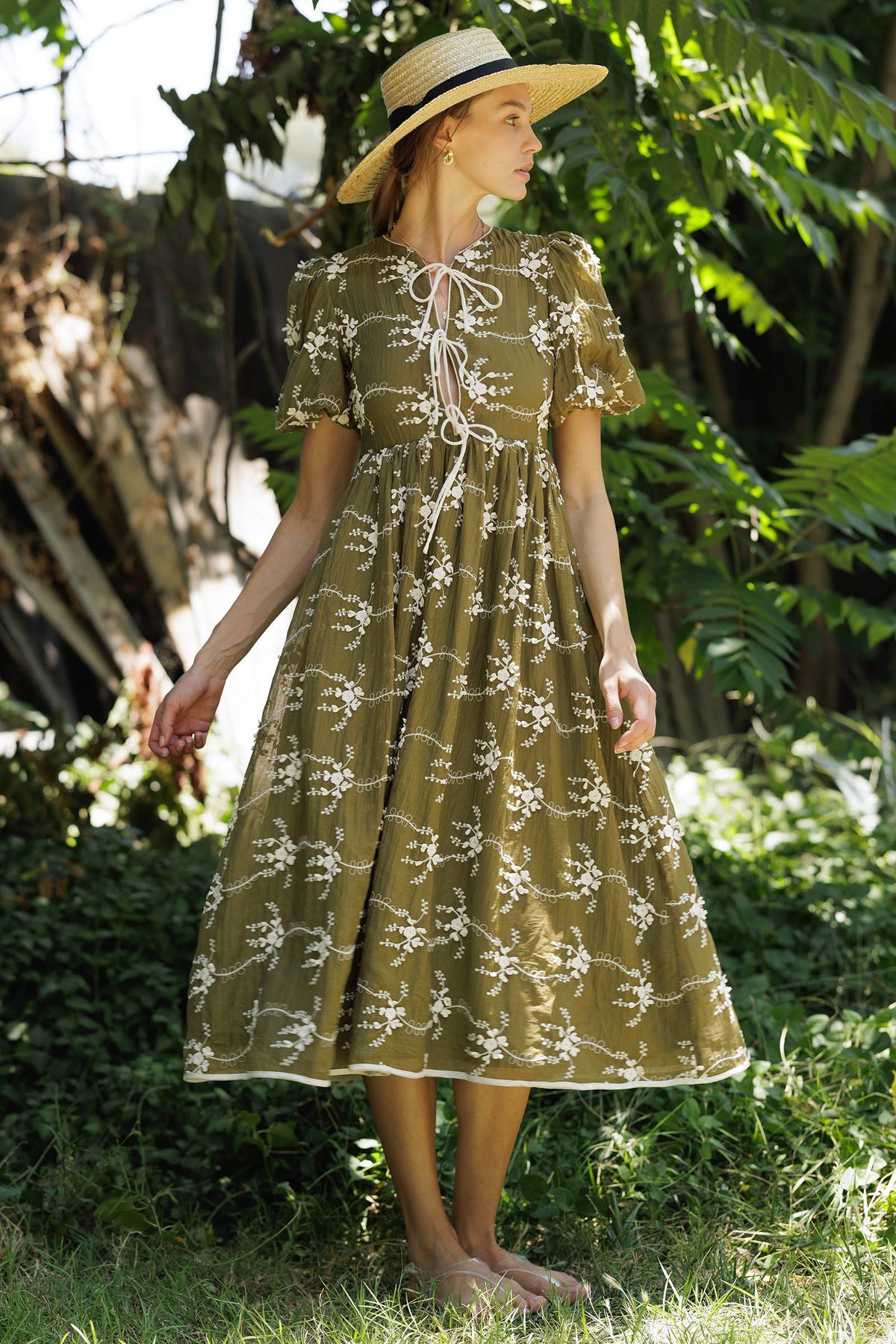 Vintage Embroidered Midi Dress