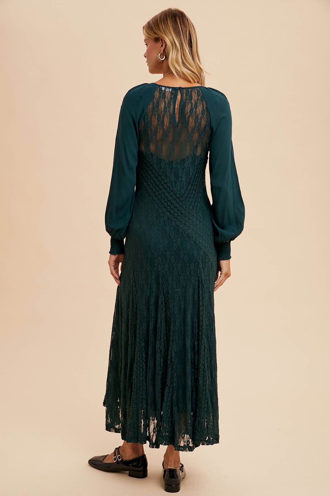 Raglan Vintage Lace Paneled Dress