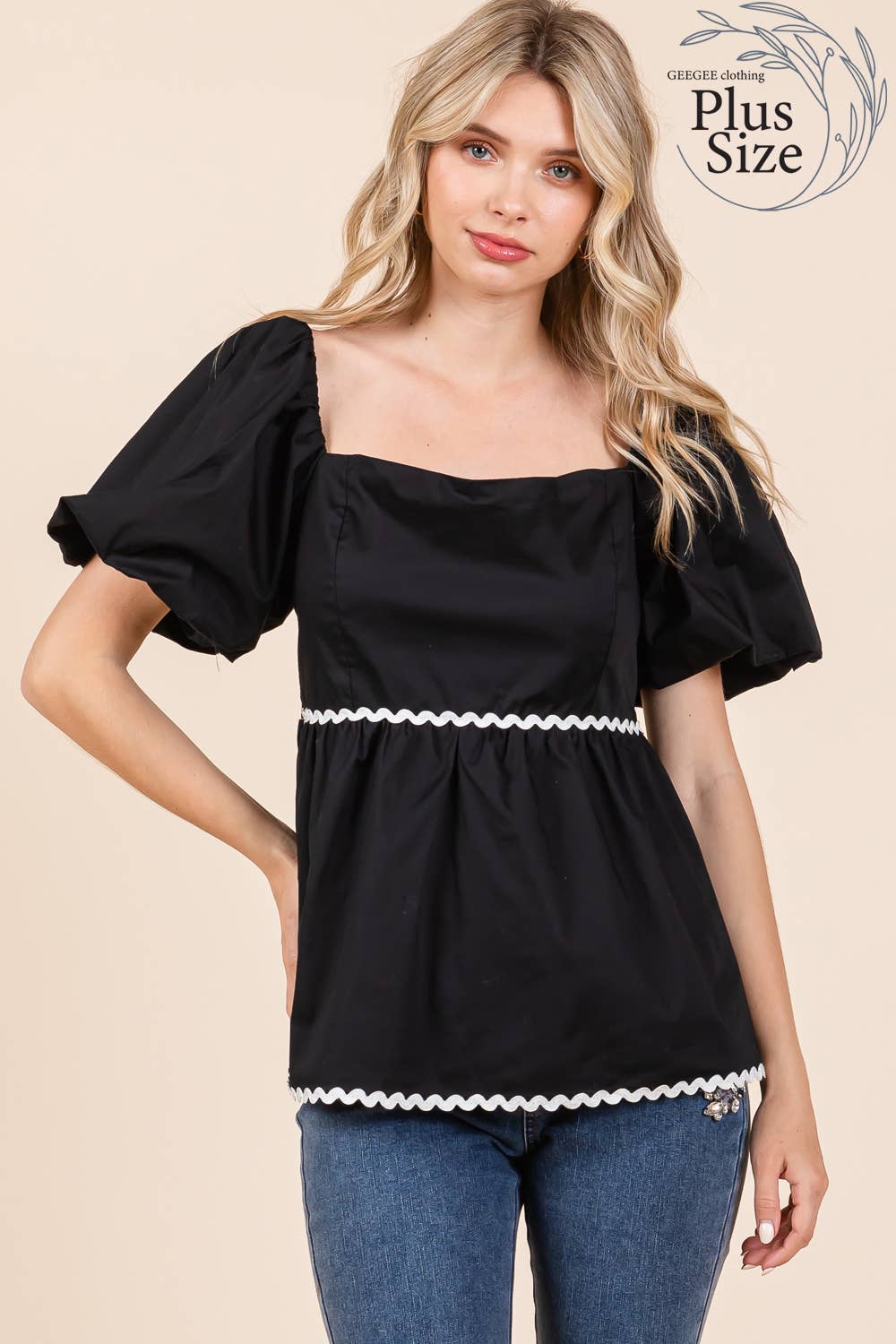 Wavy Piping Detailed Babydoll Top