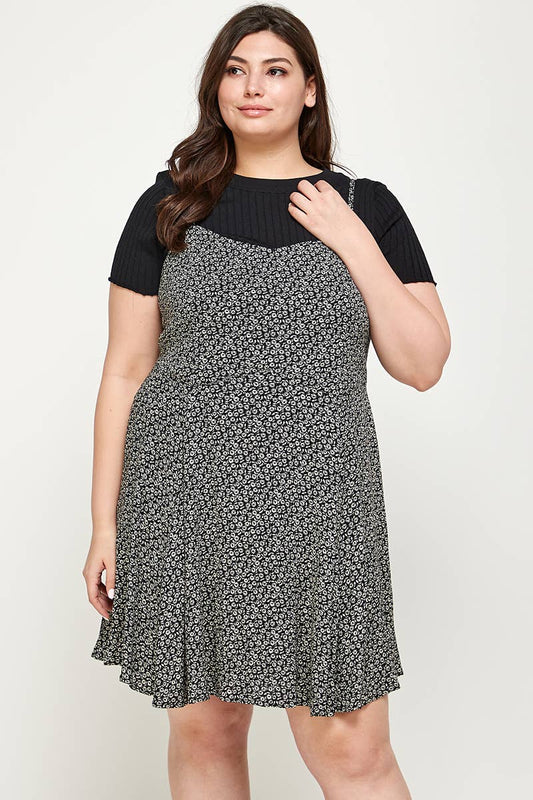 Aly Ditsy Print Fit and Flare Dress