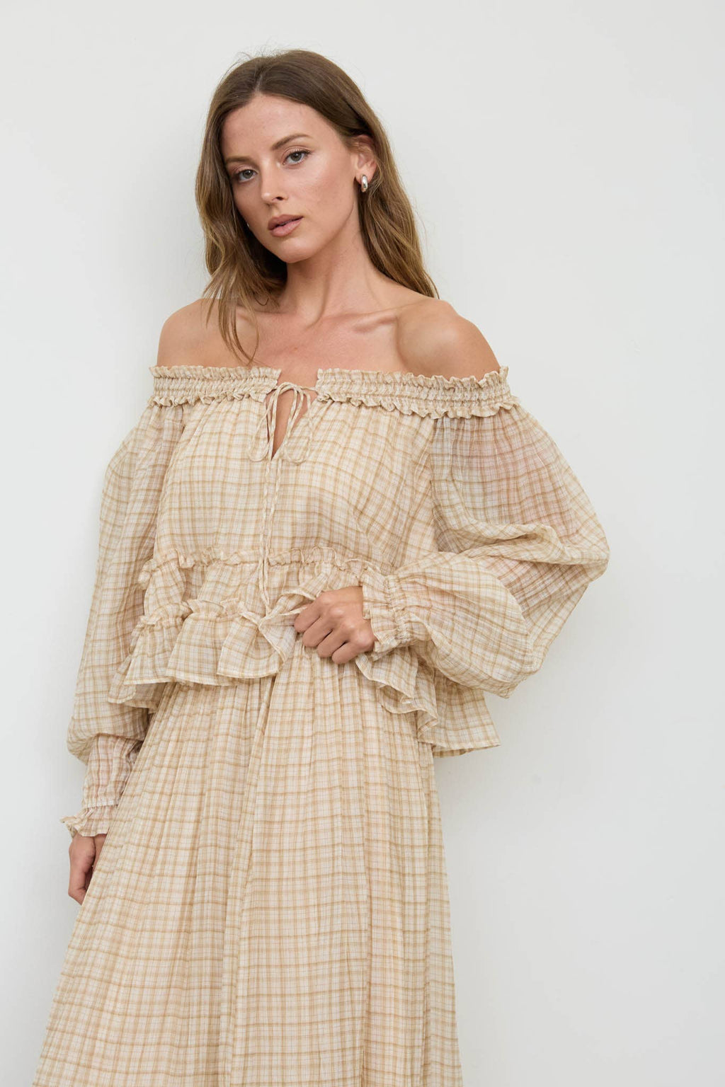 Maddy Plaid Puff Sleeve Top