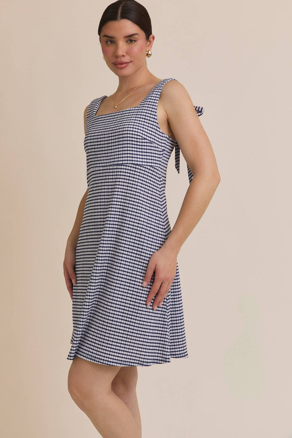 Lyla Gingham Tie-Strap Dress