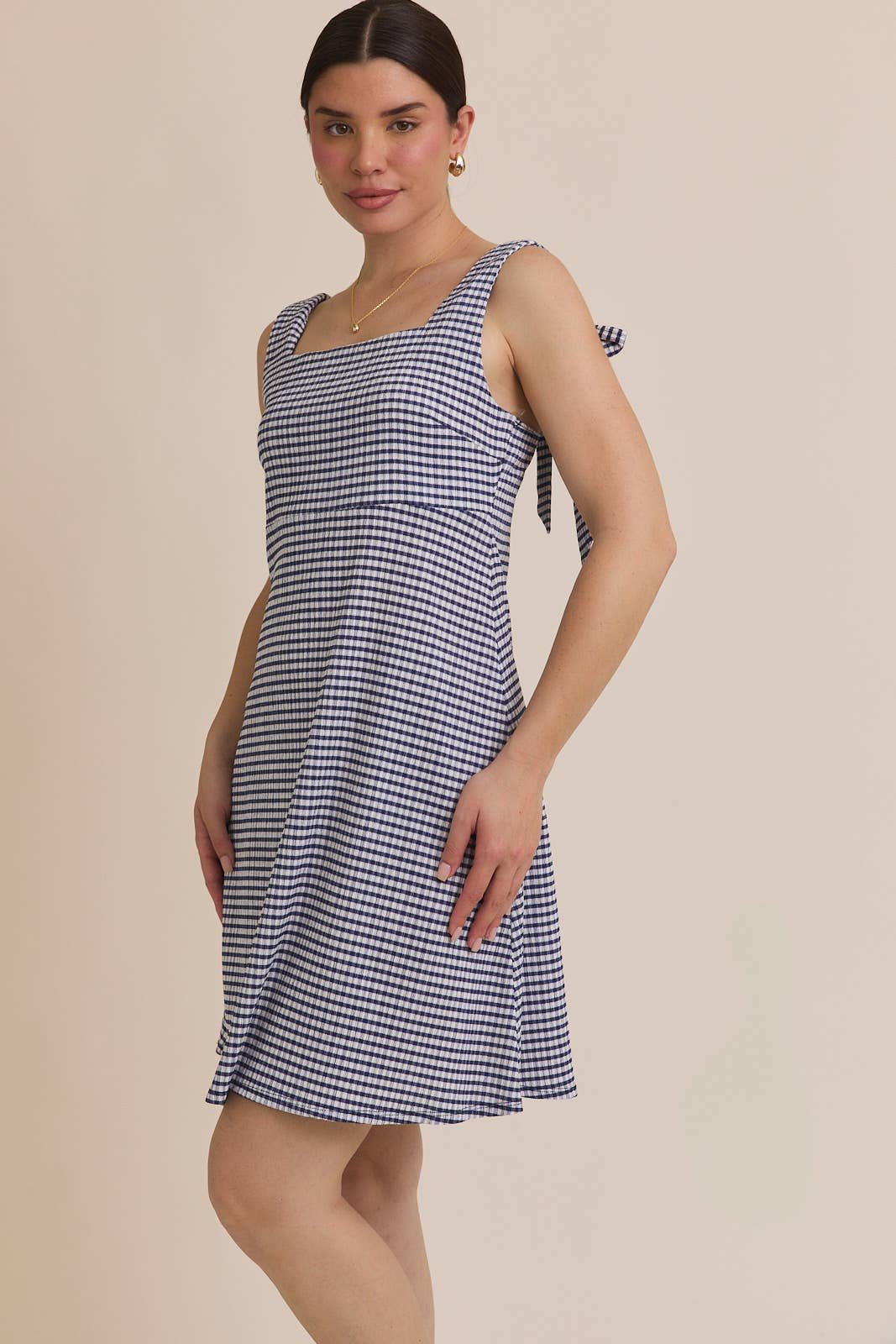 Lyla Gingham Tie-Strap Dress