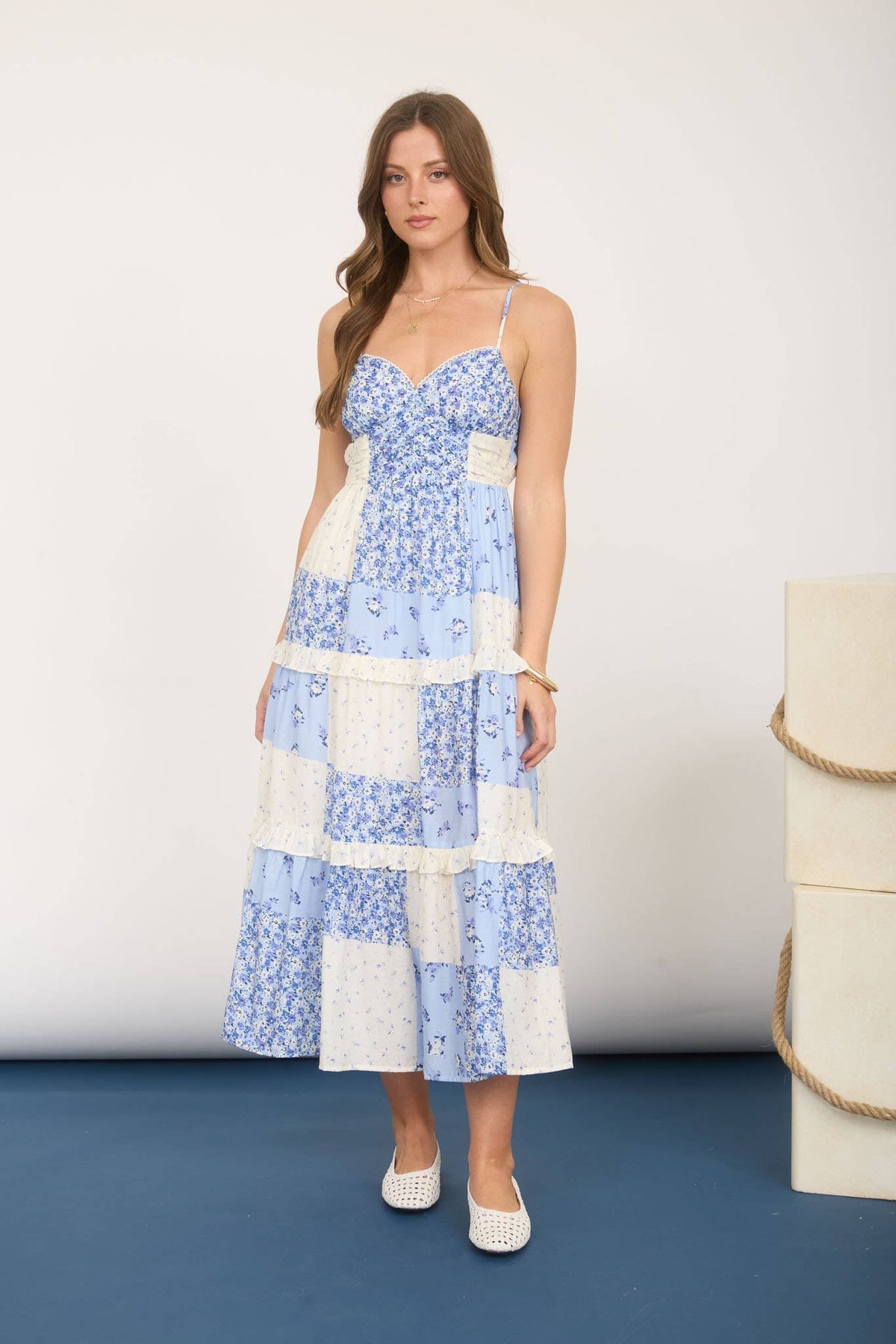 Checkered Blossom Midi