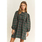 Soft Plaid Woven Babydoll Bow Mini Dress